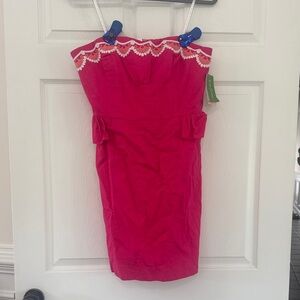 Lilly Pulitzer Azalea Pink Dress with White Embroidery
